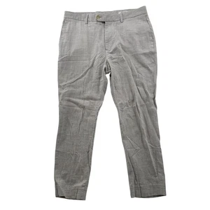 Banana Republic Men’s Plaid Linen Cotton Dress Pants 35x30 Tailored Fit Gray - Picture 1 of 5