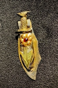 Vintage Sterling & Gold Red Gem Dagger/Sheath Pendant OLD PAWN - Picture 1 of 6