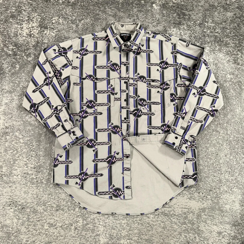 Camisa De Colección Wrangler Frontier Series Para Hombres Grande Brushpopper Azteca Occidental EE. UU. 90s Foto 1 de 4