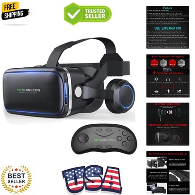 VR Headset with Remote Controller,HD 3D VR Glasses Virtual Reality Headset fo... - Image 1 of 4