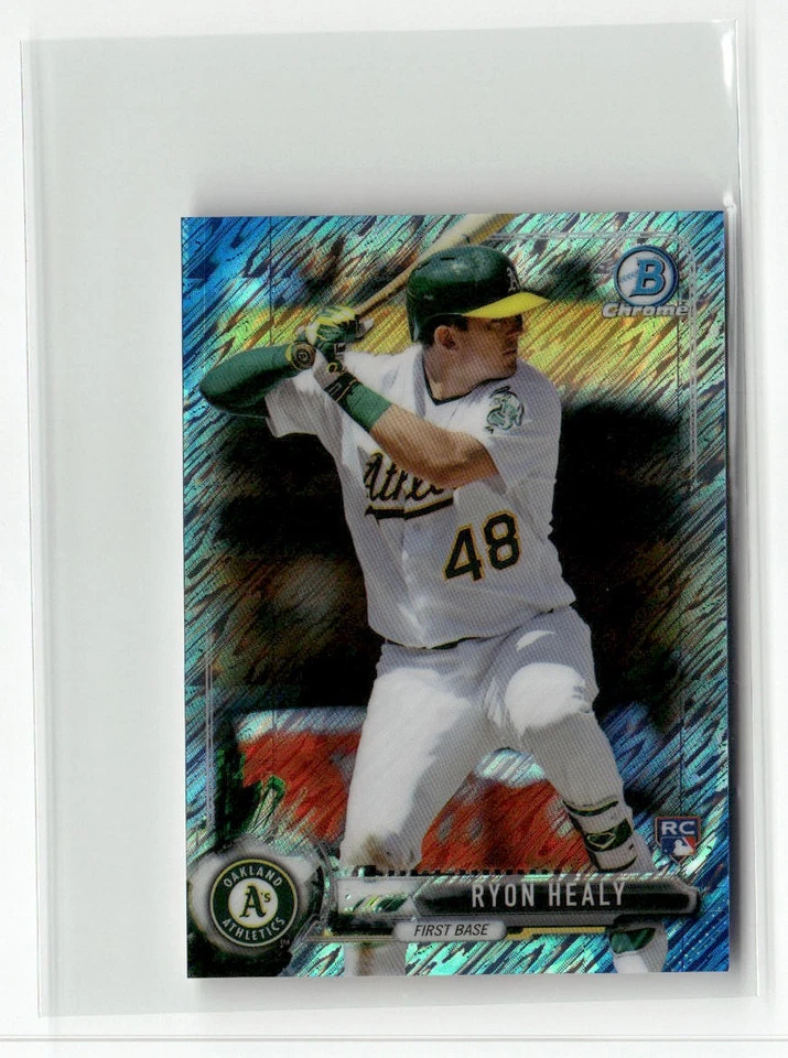 2017 BOWMAN CHROME MINI #35 RYON HEALY BLUE SHIMMER REFRACTOR ATHLETICS RC /150 - Image 1 of 2