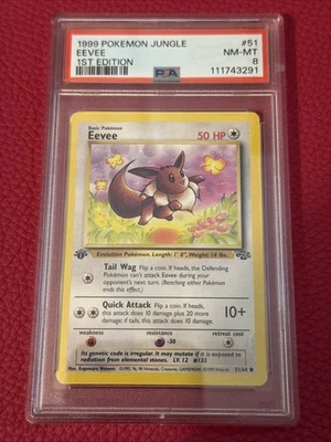 1999 Pokémon TCG First Edition Eevee Jungle Set Card 51/64 PSA 8 - Image 1 of 3