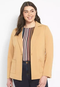 NEW LANE BRYANT DOE PONTE ONE BUTTON PATCH POCKETS BLAZER JACKET SZ 20 - Picture 1 of 10