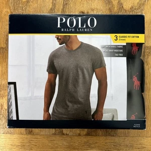 Polo Ralph Lauren Para Hombres Calce Clásico Cuello Redondo Camiseta Interior Talla L Grande Negra Paquete de 3 - Imagen 1 de 6