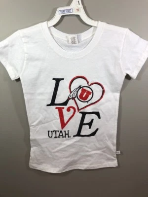 Utah Utes White Black Red Glitter Kids T Shirt size Youth Small 6/8 - Image 1 of 2