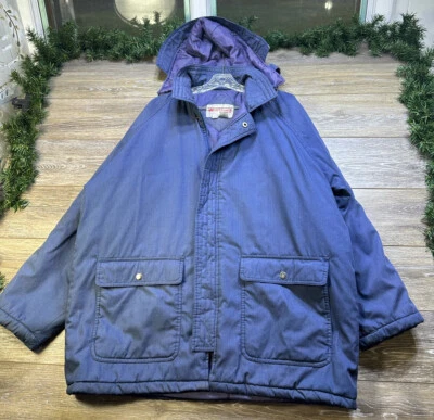 Abrigo protector de desgaste vintage talla extra grande XL azul chaqueta aislante con capucha Foto 1 de 4