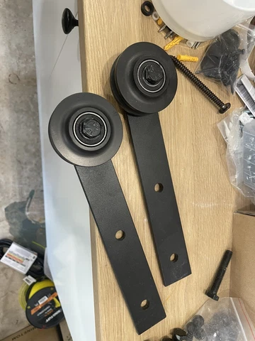 Sliding Barn Door Hardware Roller 2 Sets Black (LK-I Shape Hanger) Cover