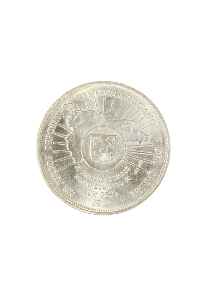 República Dominicana 1974 90% Plata 26.7 GM Un Peso Brillante Corona Sin Circular Foto 1 de 2