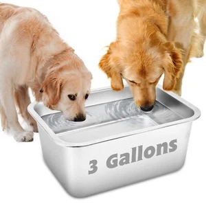 3 Gallons Large Dog Water Bowl, Stainless Steel Metal Dog Bowls, Large Capacity - Picture 1 of 8