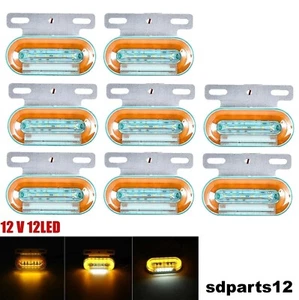 8x 12 LED Luci Ingombro Lampeggiante Arancio Bianco 12V Rimorchio Furgone Telaio - Foto 1 di 10