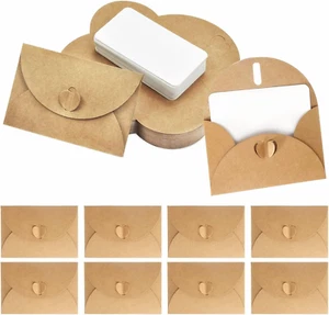 Kraftpapier Umschläge 50 Stück Mini Briefumschläge mit 50 Stück Karten Set, Klei - Bild 1 von 7