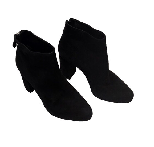 Stivaletti Prada neri scamosciati con cerniera argento esposta sul retro taglia 39 5