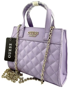 GUESS TAYLOR MINI TOTE & CROSSBODY SHOULDER BAG HANDBAG Lilac AUTHENTIC New BNWT - Picture 1 of 15