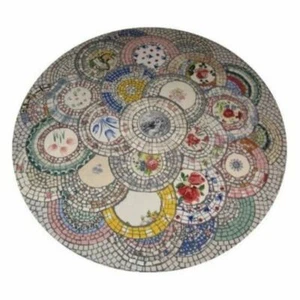 4' White Marble Table Top  Coffee dining Inlay Lapis Handmade Decor Handicraft - Picture 1 of 4