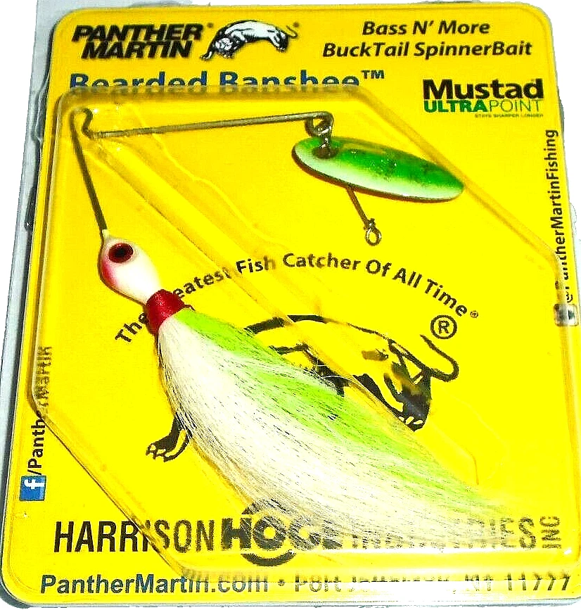 Iscas giratórias Panther Martin 1/4 barbuda Banshee Bucktail (branco Chartreuse) - Imagem 1 de 1