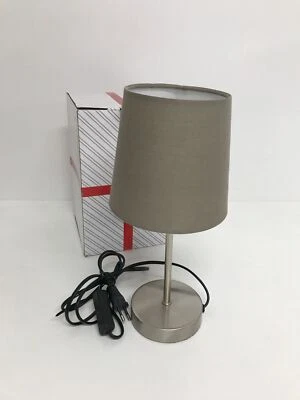 B.K.Licht - Nachttischlampe mit Kabelschalter, E14 Fassung, Lampenschirm  - Bild 1 von 4