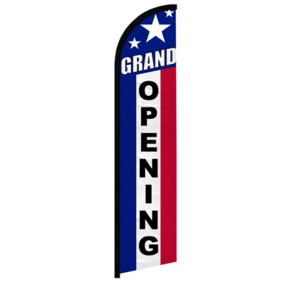 Grand Opening Windless Advertising Swooper Flag Open Welcome Sign RWB - Image 1 of 2