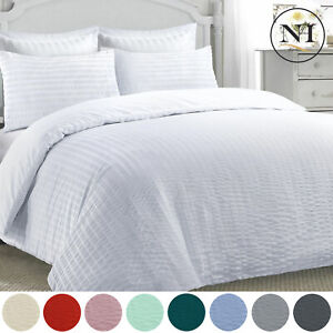 Non-Iron Seersucker Duvet Cover Quilt Pillow Bedding Nimsay Home Bed Linens Set
