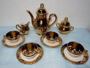 Mokka-Service Schumann-Arzberg, 24 Karat Gold , Handarbeit Germany, 4 Personen - Picture 1 of 10