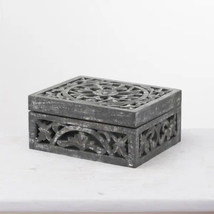 Lustro Carved Antique Metallic Wooden Box - Style My Pad - Picture 1 of 1