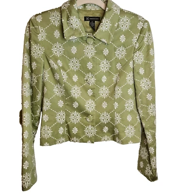 Blazer INC International Concepts Verde Recortado Bordado Floral Para Mujer M Foto 1 de 4