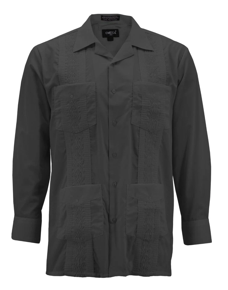 Camisa de vestir informal bordada de playa cubana con botones manga larga Guayabera para hombre Foto 1 de 2