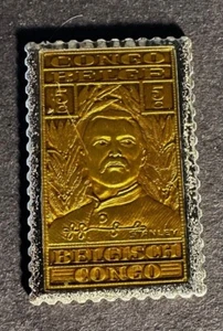 BELGIAN CONGO 1907 SILVER ENAMELED STAMP ON STAMP INGOT STAMPS ON STAMPS 19047 - Picture 1 of 1