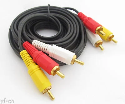 1pc 10FT Gold AV TV Cable Triplets RCA Phono Male Cable 3 RCA Male to 3 RCA Male - Image 1 of 4