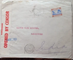 SUDAN 1942 SHELLAL HALFA T.P.O. COVER TO INDIA CENSORED IN EGYPT AND ON ARRIVAL - Picture 1 of 2