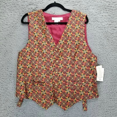 Chaqueta Preston & York Mujer Grande Rojo Seda Sin Mangas Chaleco Abotonado Nuevo con Etiquetas Foto 1 de 4