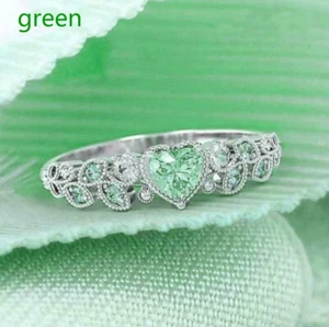 Pretty Jewelry Heart Cubic Zircon Girl Gift 925 Silver Filled Ring Sz 6-10 - Picture 1 of 8
