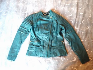 NEW Ladies Turquoise Leather Riding Motorcycle Jacket HARLEY DAVIDSON Size Small - Picture 1 of 10