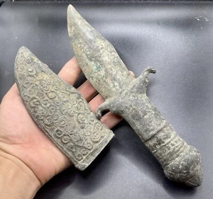 Ancient Near Eastern Bronze Rare Knife With Cover Circa 200-250BC - Picture 1 of 10
