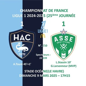 MAGNET FOOT MATCH LE HAVRE HAC / AS SAINT-ETIENNE LIGUE 1 2025-03-09 SOUVENIR - Picture 1 of 1