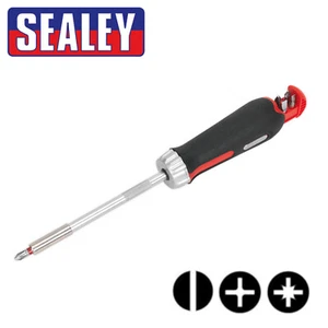 Sealey AK64907 Fine tooth LONG RATCHET SCREWDRIVER with 7pc S2 Steel Bits NEW - Picture 1 of 3