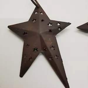 Rustic Metal Stars Lot of 2 ( Not rusted ) 3"x 4" x 3/8" - Picture 1 of 3