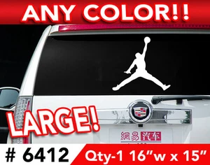 JORDAN WALL / CAR WINDSHIELD DECAL STICKER 16"x 15" in Any 1 Color  - Picture 1 of 3