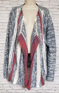J Jill Womens XL Knit Open Front Cardigan Sweater Heathered Striped Layered  - Picture 1 of 14