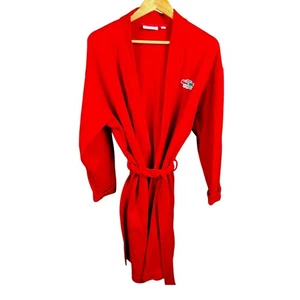 Men's Lacoste Triple Alligator Cotton Red Spa Robe - Size M/L - Picture 1 of 5