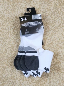 Under Armour UA Tech Low Cut Socks 3-Pack White UK 4-7.5 Unisex - Picture 1 of 5