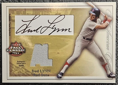 2003 Fleer Fall Classic Fred Lynn Autograph Cut Signature /25 Game-worn jersey - Image 1 of 2