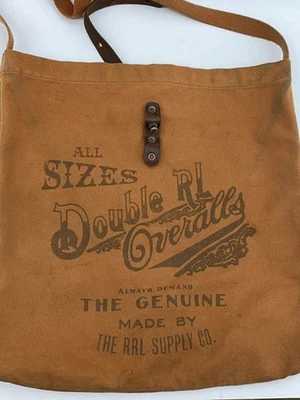 Bolso de Mano RRL Ralph Lauren Correa para el Hombro Lona Cuero De Colección Usado Foto 1 de 4