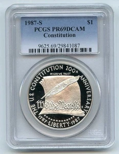 1987 S $1 Constitution Silver Commemorative Dollar PCGS PR69DCAM - Picture 1 of 1