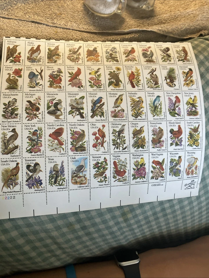 1982 Mint US Stamps 20c State Birds and Plants 11x11 Sheet of 50 Scott 1953-2002 - Image 1 of 2