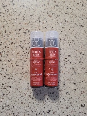 2 Burt's Bees All Aglow Lip & Cheek Stick #1253 Dahlia Dew 0.32 oz Each SEALED  - Image 1 of 4