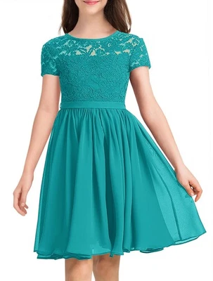 Vestido YOVION Flor Niñas Cuello Redondo Elegante Encaje Línea A Formal Boda Fiesta... Foto 1 de 4