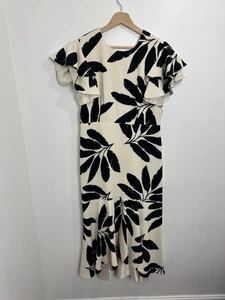 Mint Velvet Limited Edition Neutral Palm Print Midi Dress UK 12 New With Tags - Picture 1 of 11