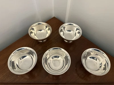 Vintage Reed & Barton 3.5” Silverplate Footed Bowls Paul Revere Design Set of 5 - Image 1 of 4