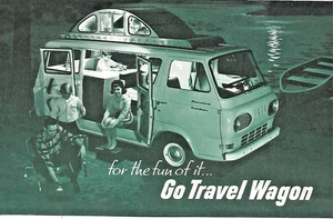 Ford Econoline 1963 GO TRAVEL WAGON/cámper folleto original de 4 páginas, ¡MUY RARO! - Imagen 1 de 2