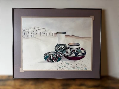 30x24 Framed signed P Williams Water Color Original Art Native New México Rare - Image 1 of 4